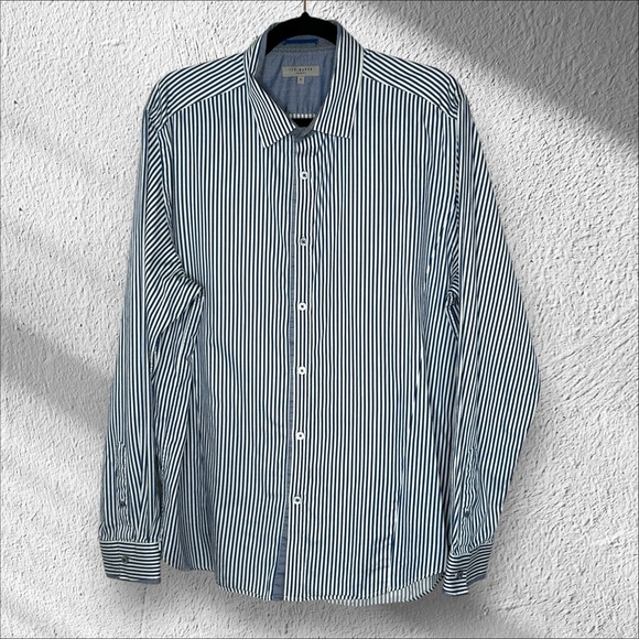 Ted‎ Baker Blue Striped Casual Button Down Shirt Size 6 US XXL Workwear Classic - Picture 1 of 12